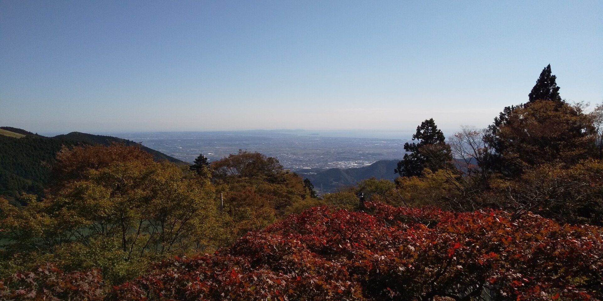 Autumn view from Oyama Afuri Shrine Lower Shrine over the Kanto Plain toward Sagami Bay